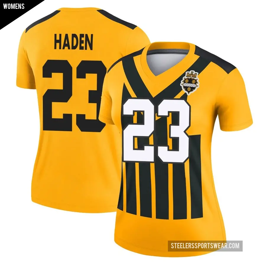 Women's Pittsburgh Steelers ＃23 Joe Haden Gold Legend Alternate 1933 Throwback Performance Jersey