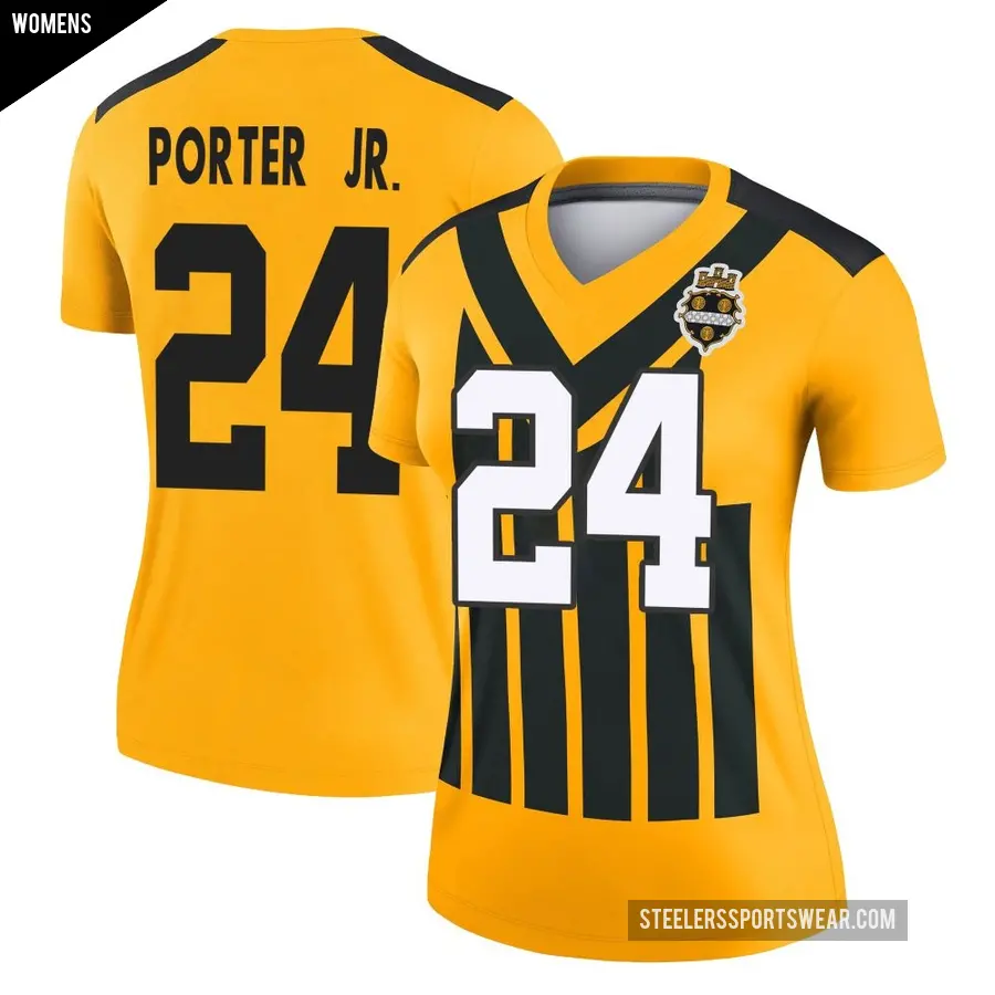 Women's Pittsburgh Steelers ＃24 Joey Porter Jr. Gold Legend Alternate 1933 Throwback Performance Jersey