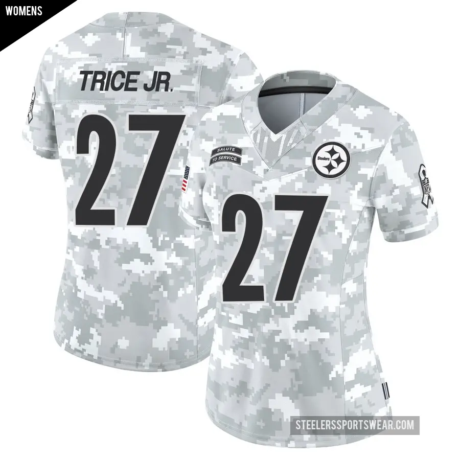Women's Pittsburgh Steelers ＃27 Cory Trice Jr. Arctic Camo Limited 2024 Salute to Service Jersey