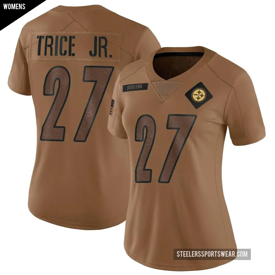 Women's Pittsburgh Steelers ＃27 Cory Trice Jr. Brown Limited 2023 Salute To Service Jersey