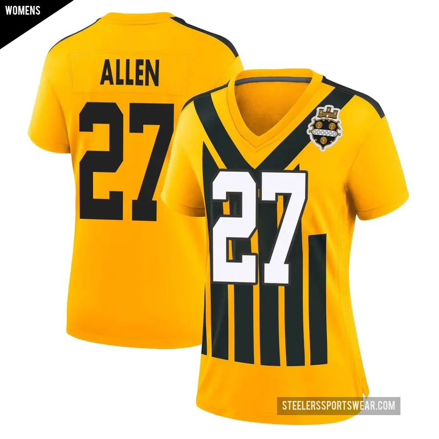 Women's Pittsburgh Steelers ＃27 Marcus Allen Gold Game Alternate 1933 Throwback Jersey