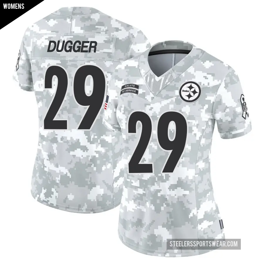 Women's Pittsburgh Steelers ＃29 Kyle Dugger Arctic Camo Limited 2024 Salute to Service Jersey