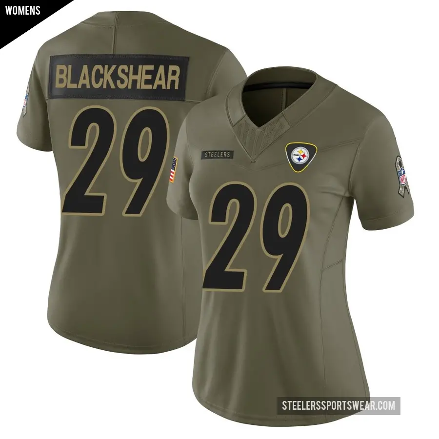Women's Pittsburgh Steelers ＃29 Raheem Blackshear Olive Limited 2025 Salute to Service Jersey