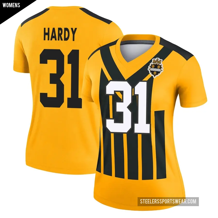 Women's Pittsburgh Steelers ＃31 Daequan Hardy Gold Legend Alternate 1933 Throwback Performance Jersey