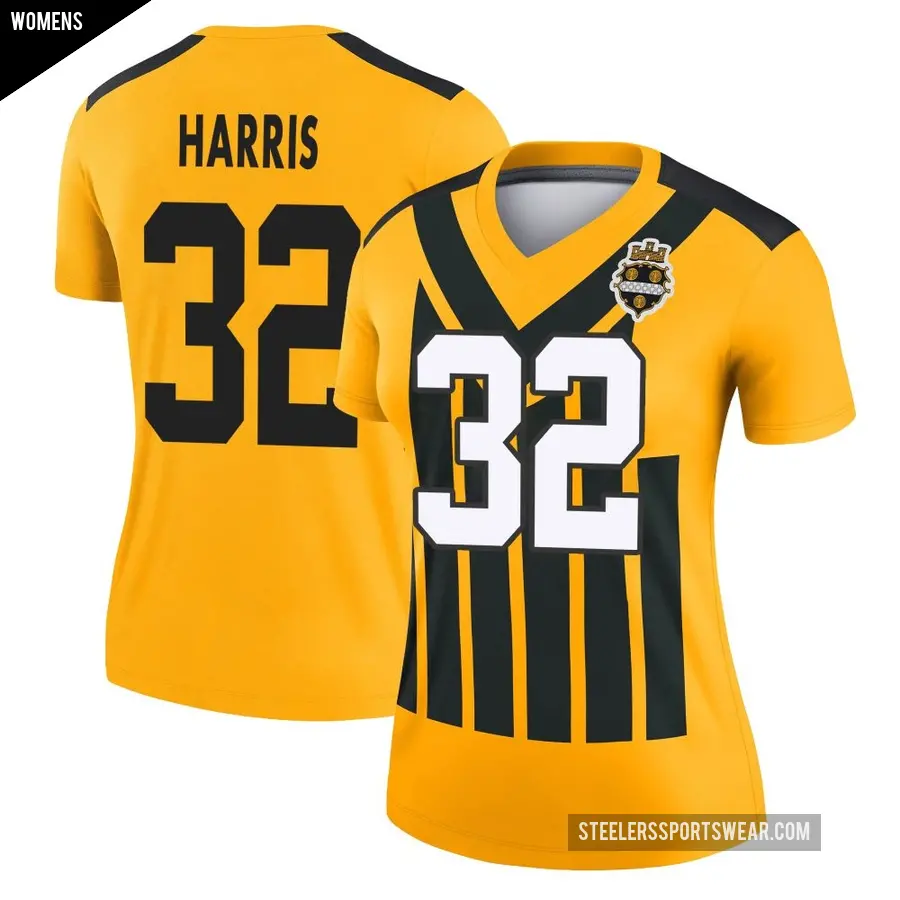 Women's Pittsburgh Steelers ＃32 Franco Harris Gold Legend Alternate 1933 Throwback Performance Jersey
