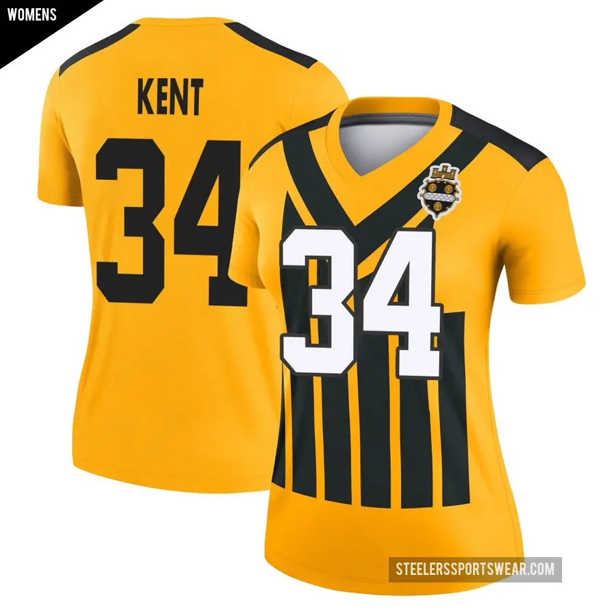 Women's Pittsburgh Steelers ＃34 Donte Kent Gold Legend Alternate 1933 Throwback Performance Jersey