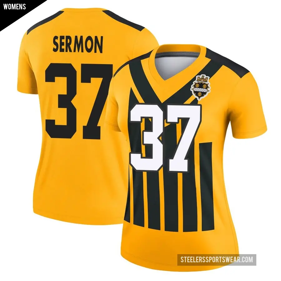 Women's Pittsburgh Steelers ＃37 Trey Sermon Gold Legend Alternate 1933 Throwback Performance Jersey