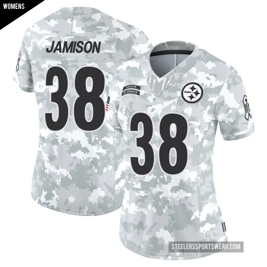 Women's Pittsburgh Steelers ＃38 D'Shawn Jamison Arctic Camo Limited 2024 Salute to Service Jersey