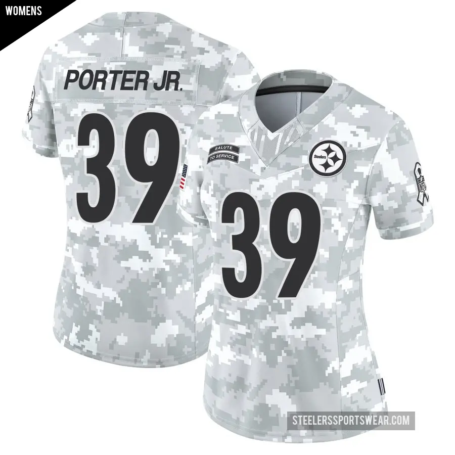 Women's Pittsburgh Steelers ＃39 Daryl Porter Jr. Arctic Camo Limited 2024 Salute to Service Jersey