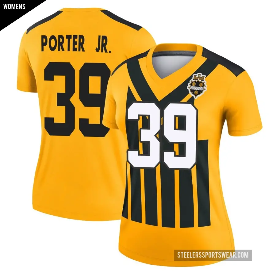 Women's Pittsburgh Steelers ＃39 Daryl Porter Jr. Gold Legend Alternate 1933 Throwback Performance Jersey