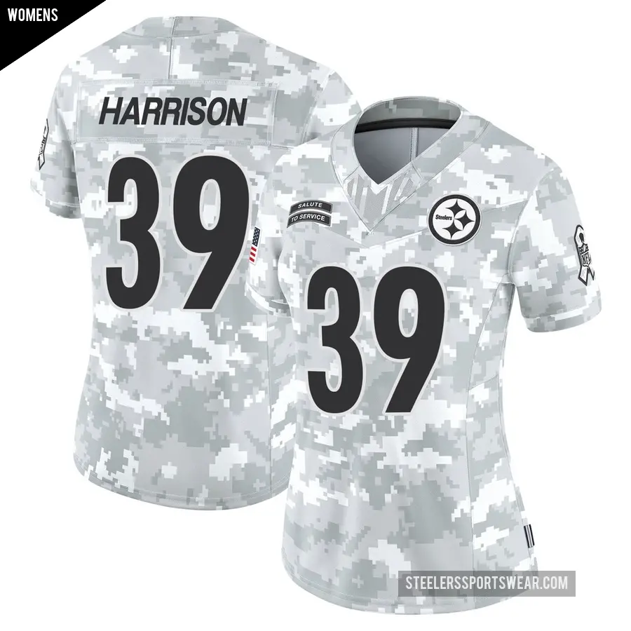 Women's Pittsburgh Steelers ＃39 Malik Harrison Arctic Camo Limited 2024 Salute to Service Jersey