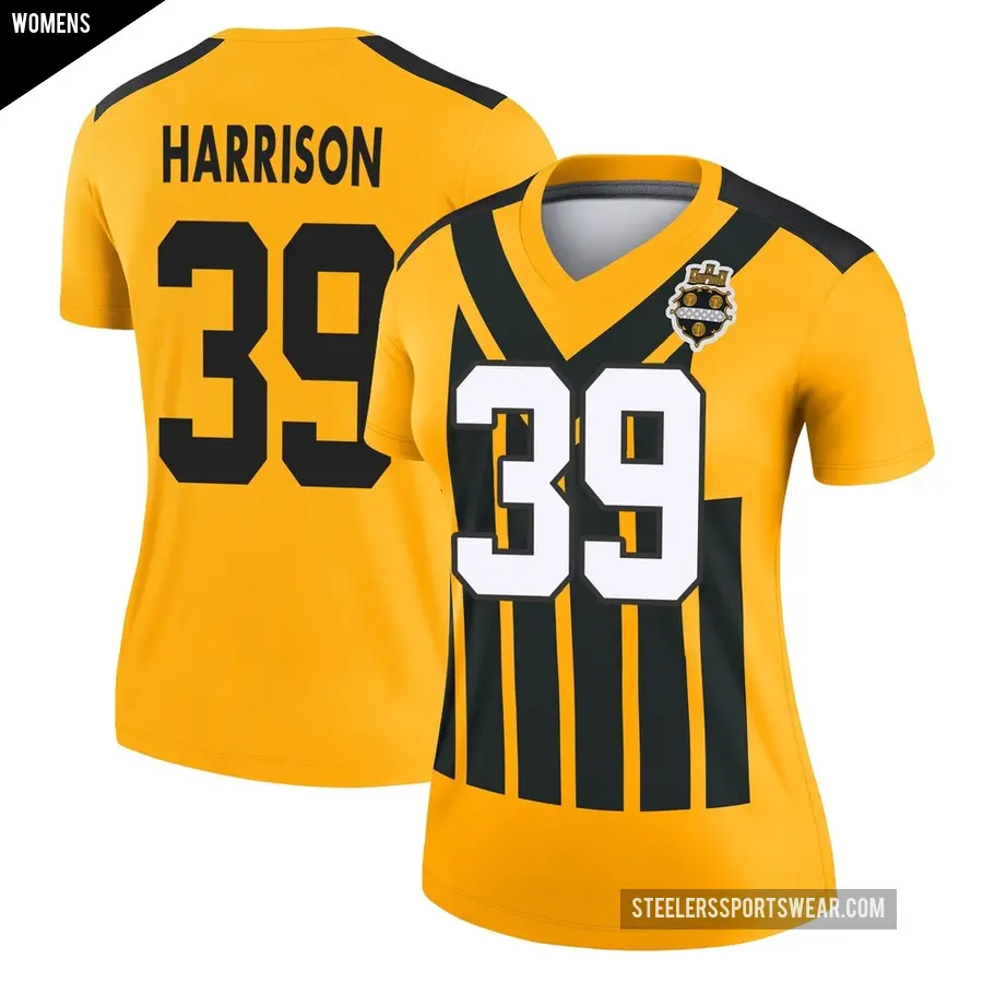 Women's Pittsburgh Steelers ＃39 Malik Harrison Gold Legend Alternate 1933 Throwback Performance Jersey