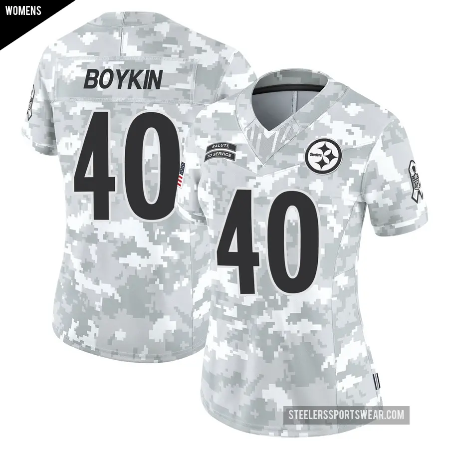 Women's Pittsburgh Steelers ＃40 Devan Boykin Arctic Camo Limited 2024 Salute to Service Jersey