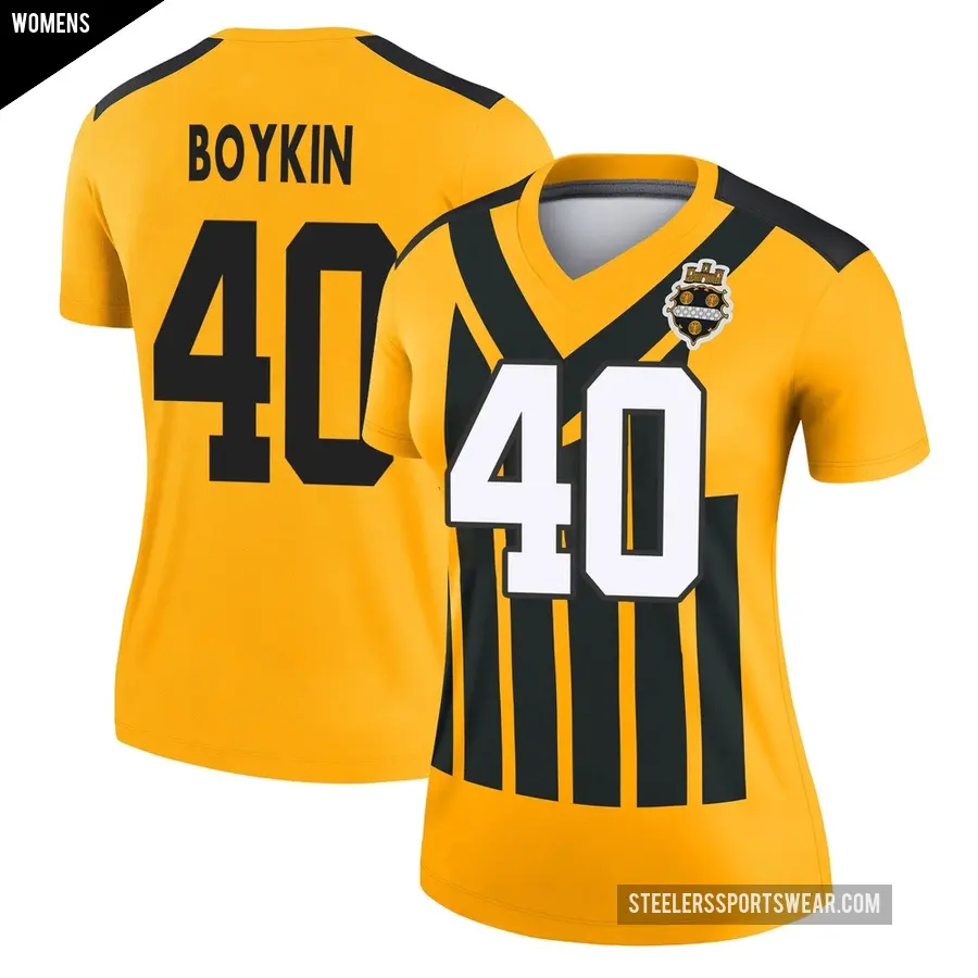 Women's Pittsburgh Steelers ＃40 Devan Boykin Gold Legend Alternate 1933 Throwback Performance Jersey