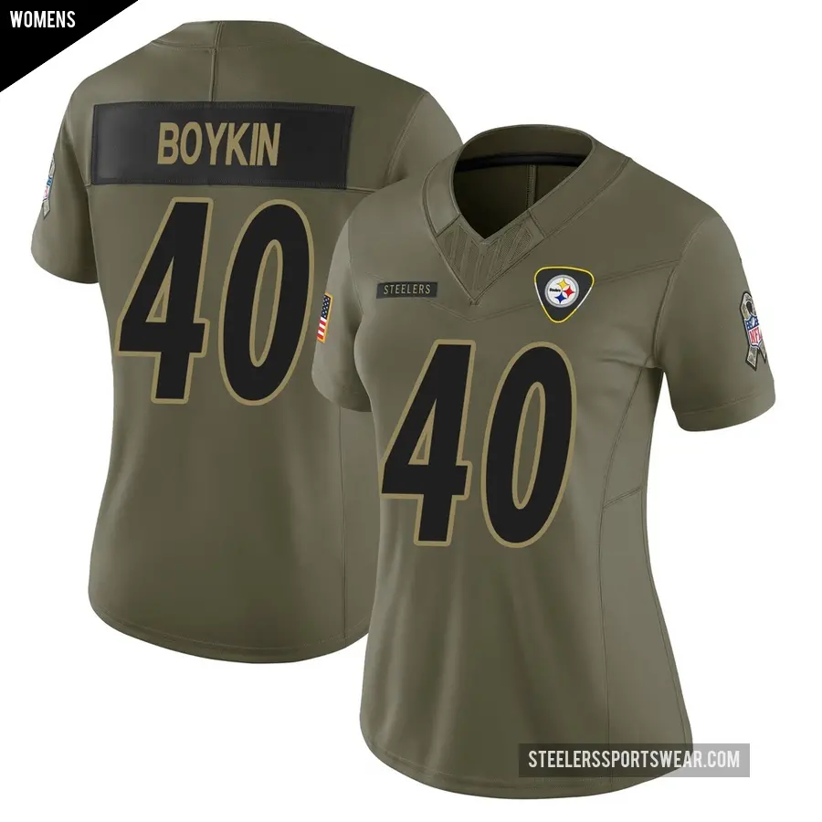 Women's Pittsburgh Steelers ＃40 Devan Boykin Olive Limited 2025 Salute to Service Jersey
