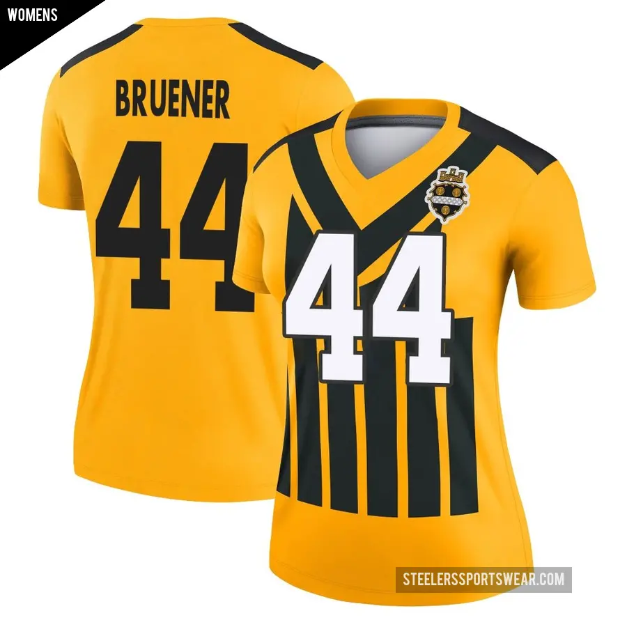 Women's Pittsburgh Steelers ＃44 Carson Bruener Gold Legend Alternate 1933 Throwback Performance Jersey