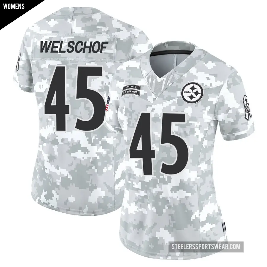 Women's Pittsburgh Steelers ＃45 Julius Welschof Arctic Camo Limited 2024 Salute to Service Jersey