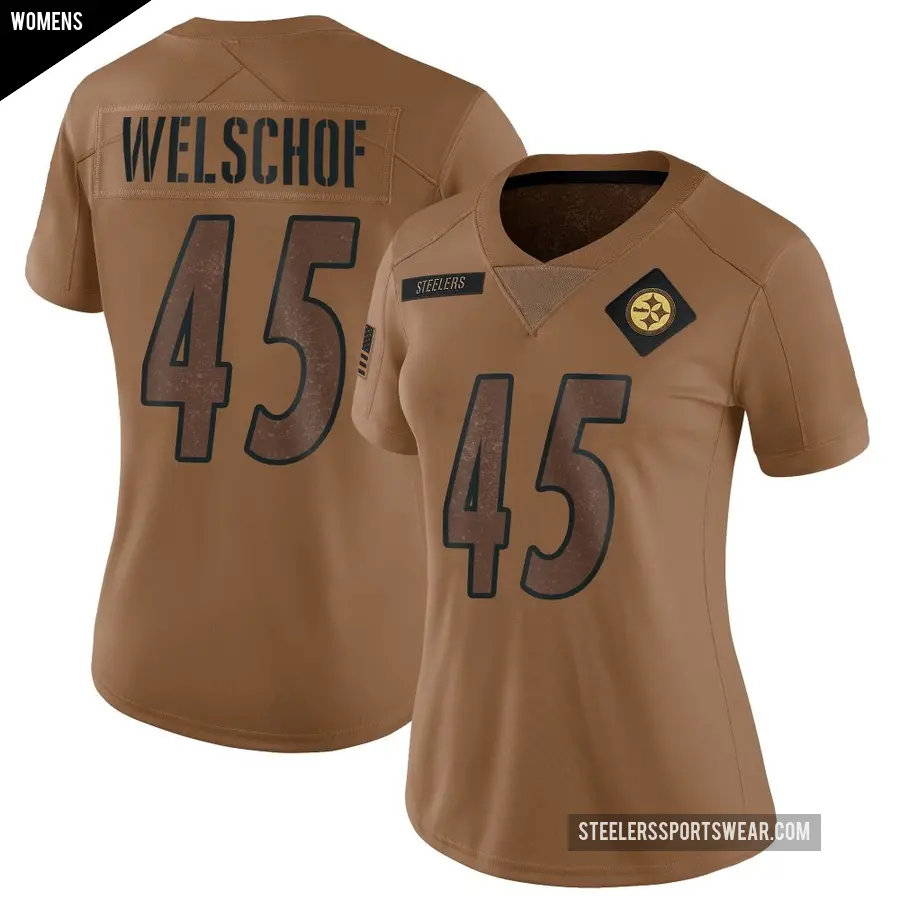 Women's Pittsburgh Steelers ＃45 Julius Welschof Brown Limited 2023 Salute To Service Jersey
