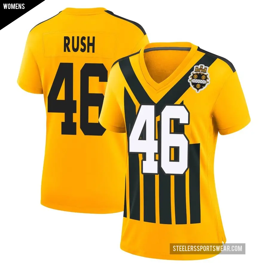 Women's Pittsburgh Steelers ＃46 Thomas Rush Gold Game Alternate 1933 Throwback Jersey
