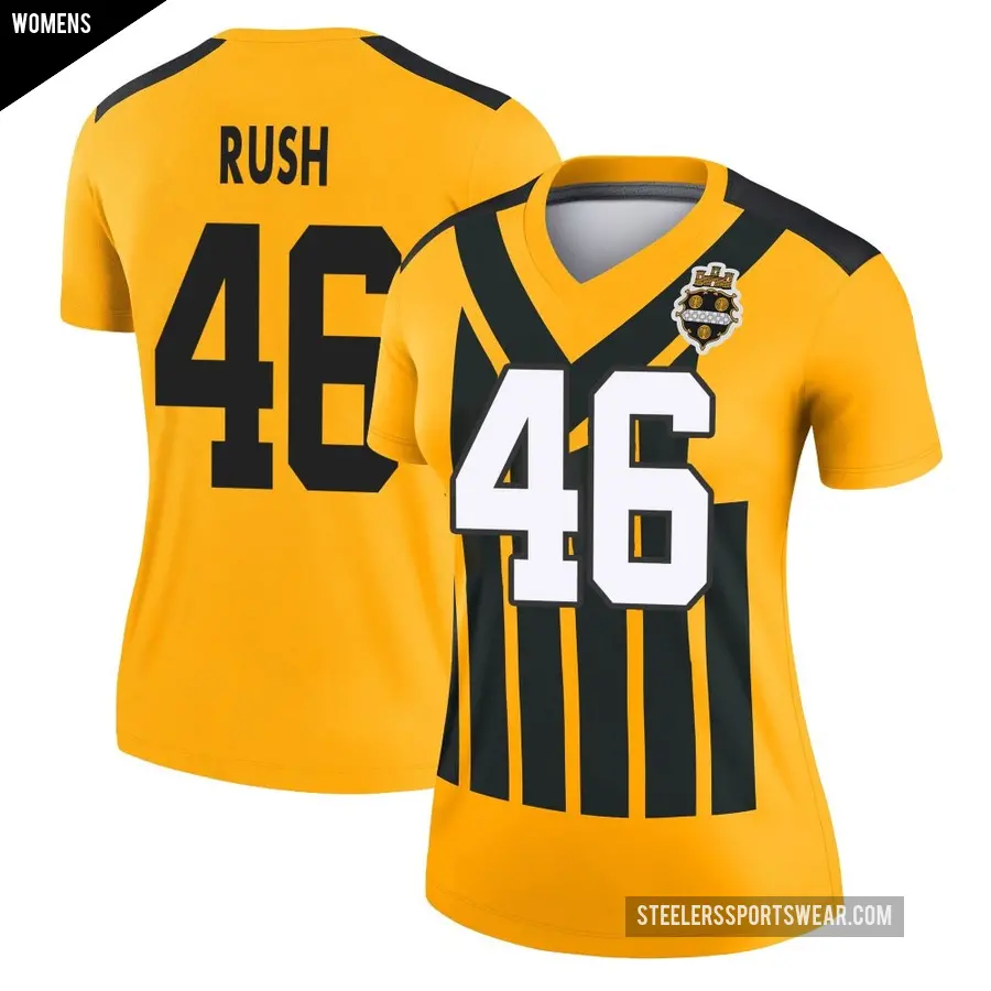 Women's Pittsburgh Steelers ＃46 Thomas Rush Gold Legend Alternate 1933 Throwback Performance Jersey