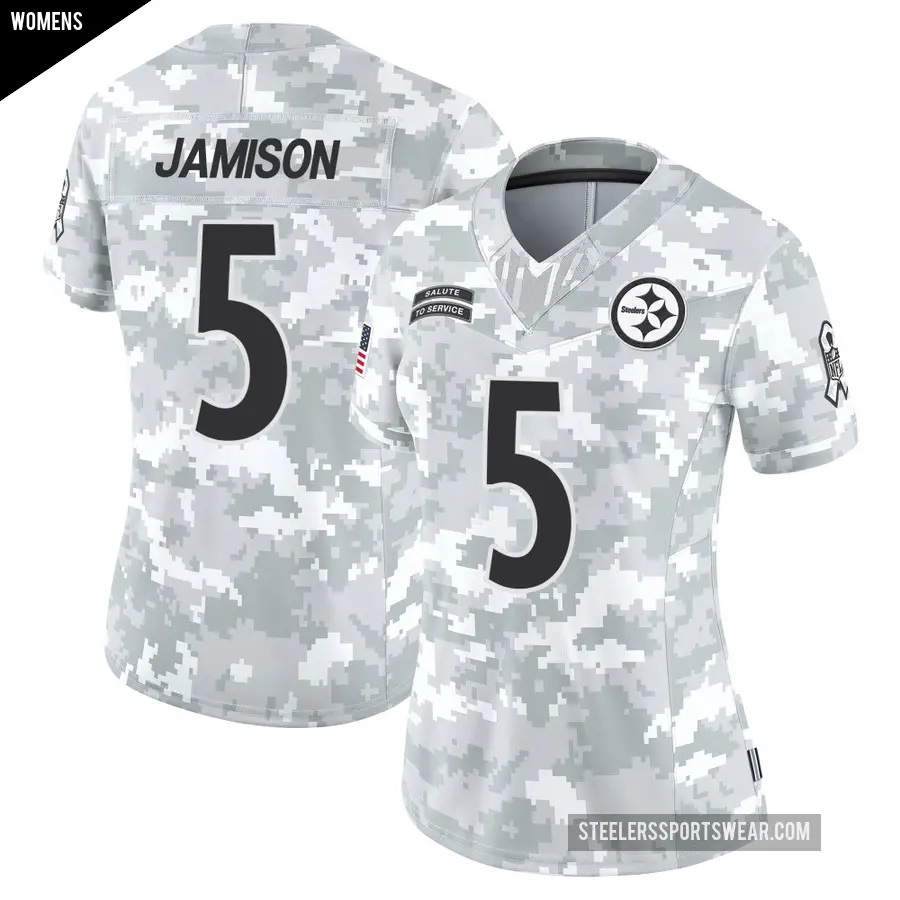 Women's Pittsburgh Steelers ＃5 D'Shawn Jamison Arctic Camo Limited 2024 Salute to Service Jersey