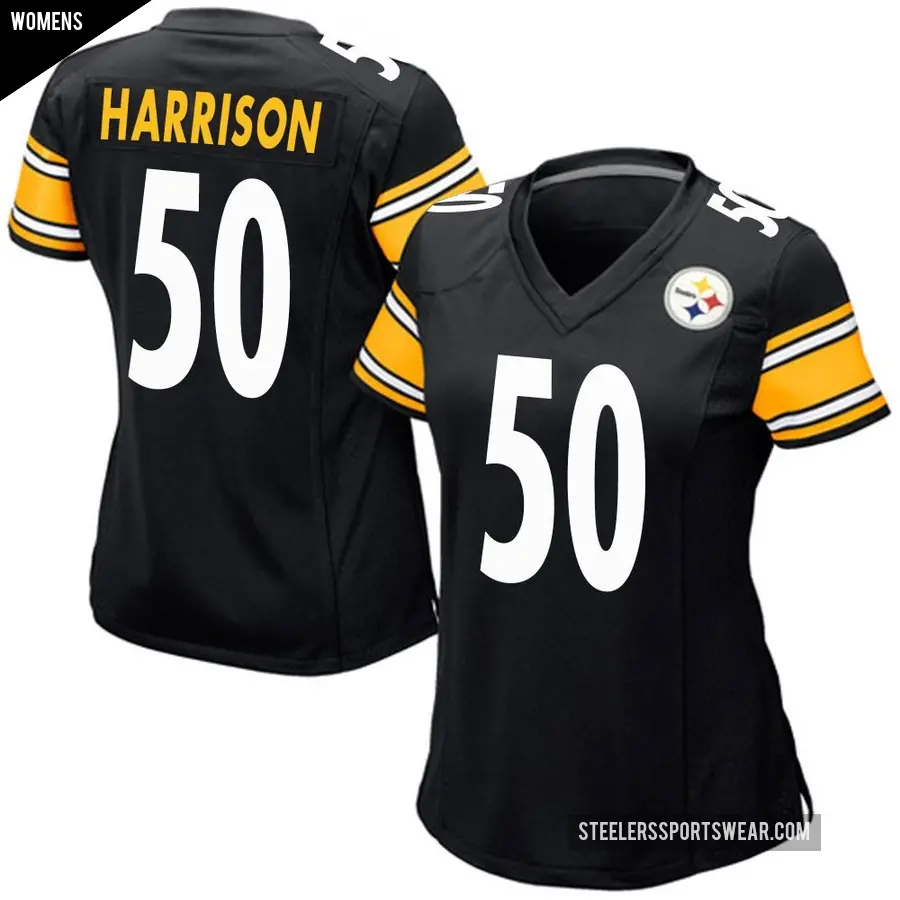Women's Pittsburgh Steelers ＃50 Malik Harrison Black Game Team Color Jersey