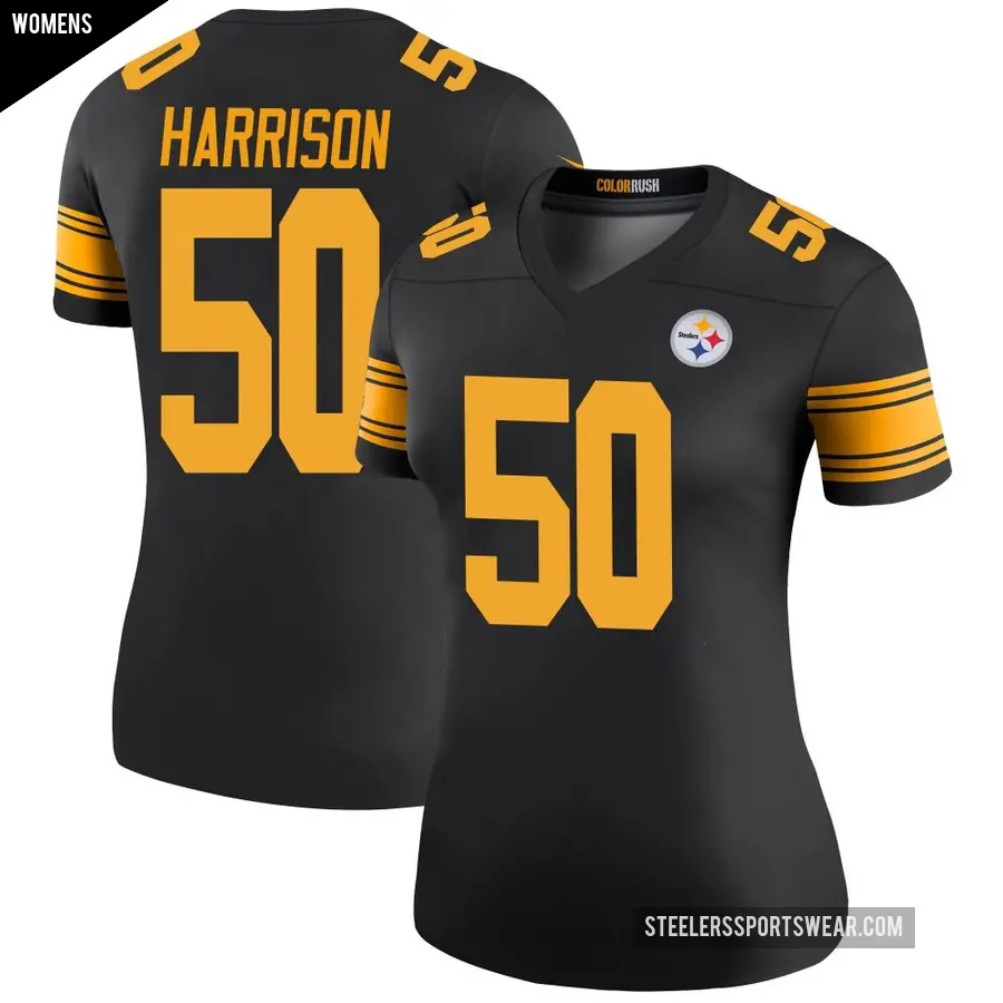 Women's Pittsburgh Steelers ＃50 Malik Harrison Black Legend Color Rush Jersey