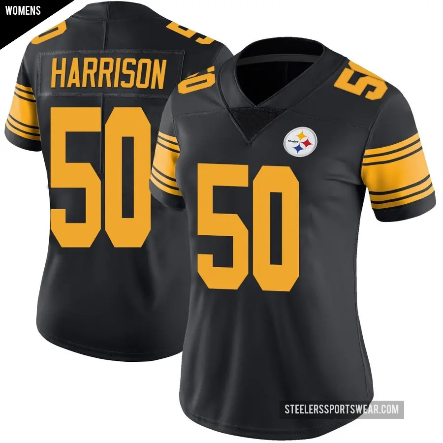 Women's Pittsburgh Steelers ＃50 Malik Harrison Black Limited Color Rush Jersey