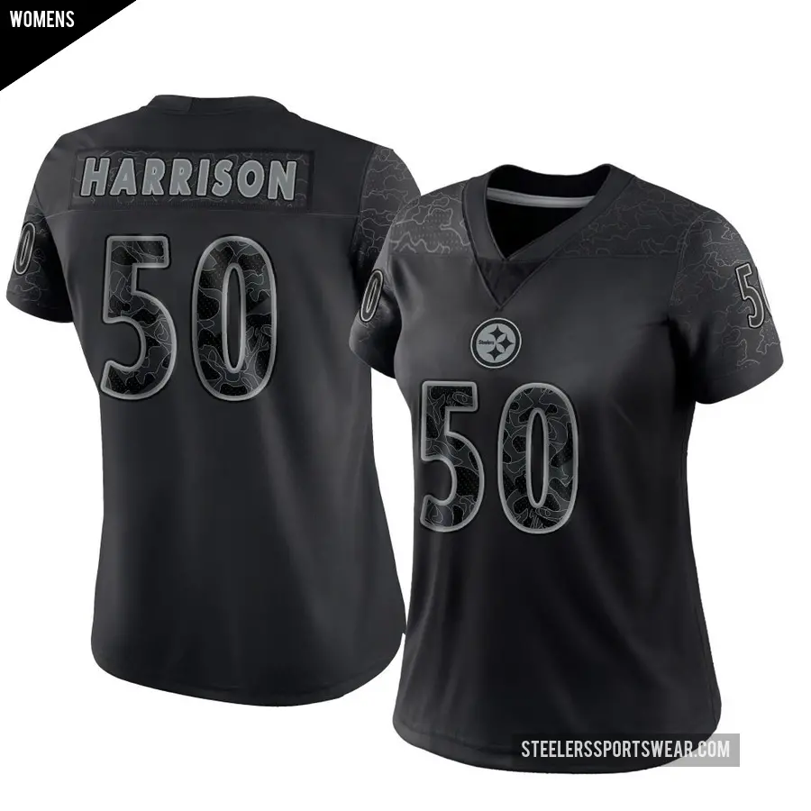 Women's Pittsburgh Steelers ＃50 Malik Harrison Black Limited Reflective Jersey