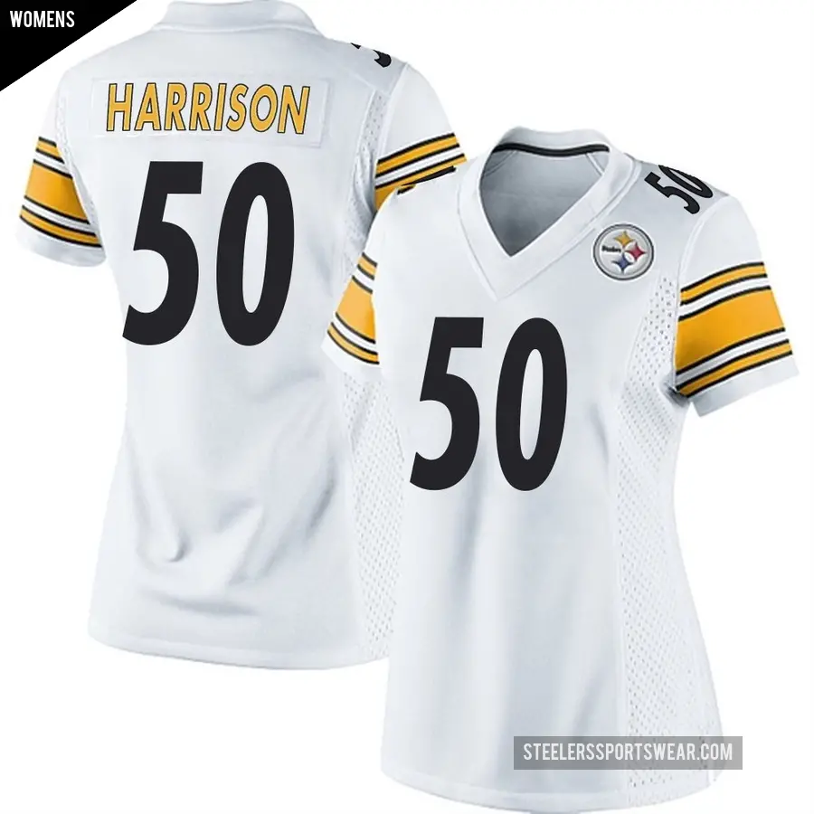 Women's Pittsburgh Steelers ＃50 Malik Harrison White Game Jersey