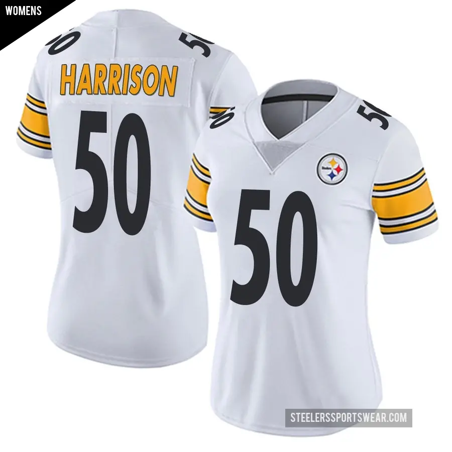 Women's Pittsburgh Steelers ＃50 Malik Harrison White Limited Vapor Untouchable Jersey