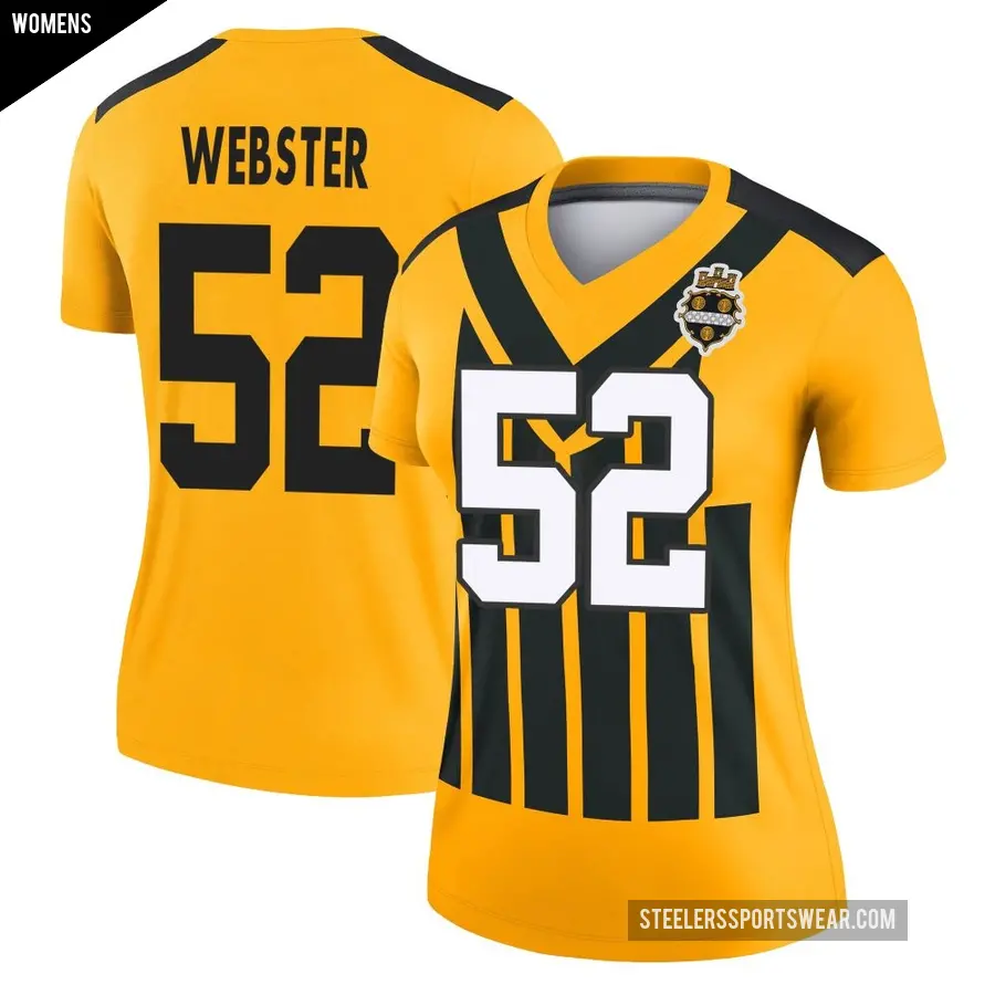 Women's Pittsburgh Steelers ＃52 Mike Webster Gold Legend Alternate 1933 Throwback Performance Jersey