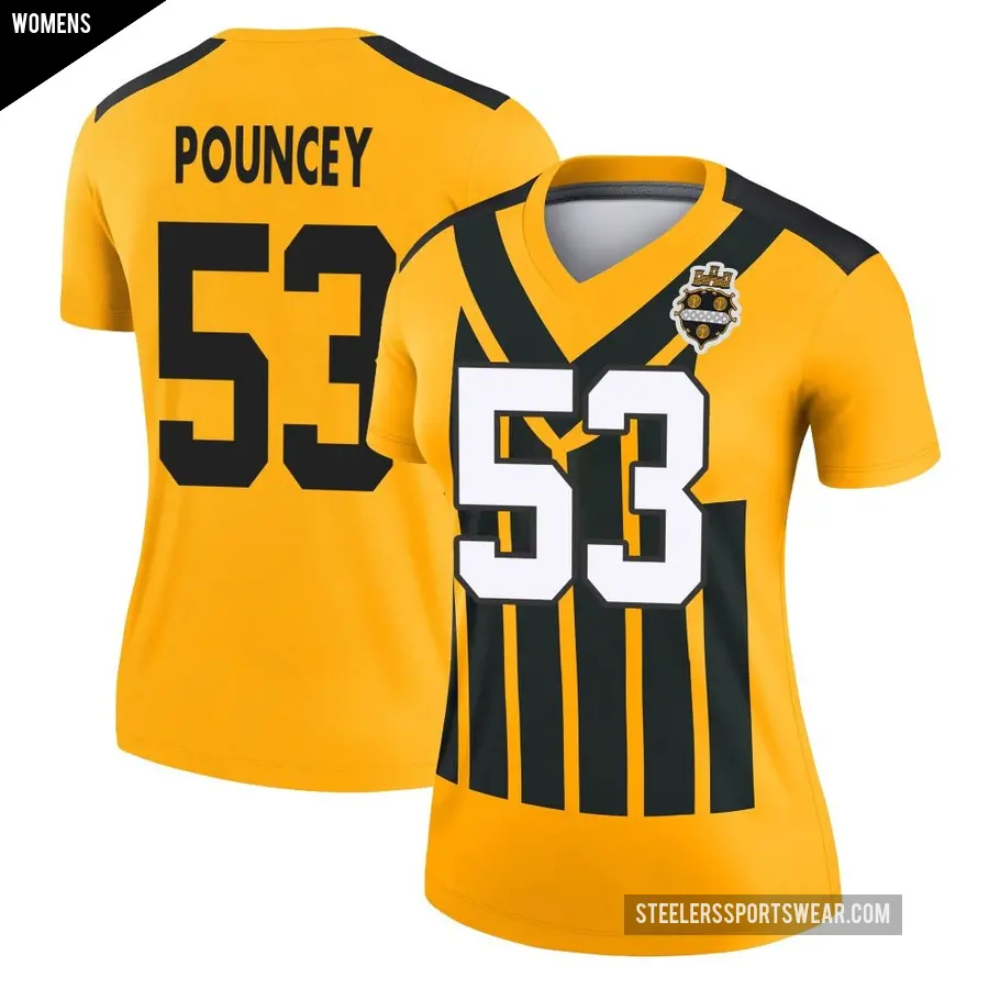 Women's Pittsburgh Steelers ＃53 Maurkice Pouncey Gold Legend Alternate 1933 Throwback Performance Jersey
