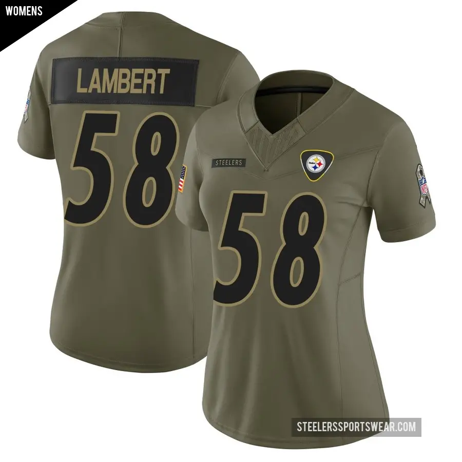 Women's Pittsburgh Steelers ＃58 Jack Lambert Olive Limited 2025 Salute to Service Jersey