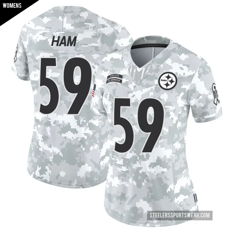 Women's Pittsburgh Steelers ＃59 Jack Ham Arctic Camo Limited 2024 Salute to Service Jersey