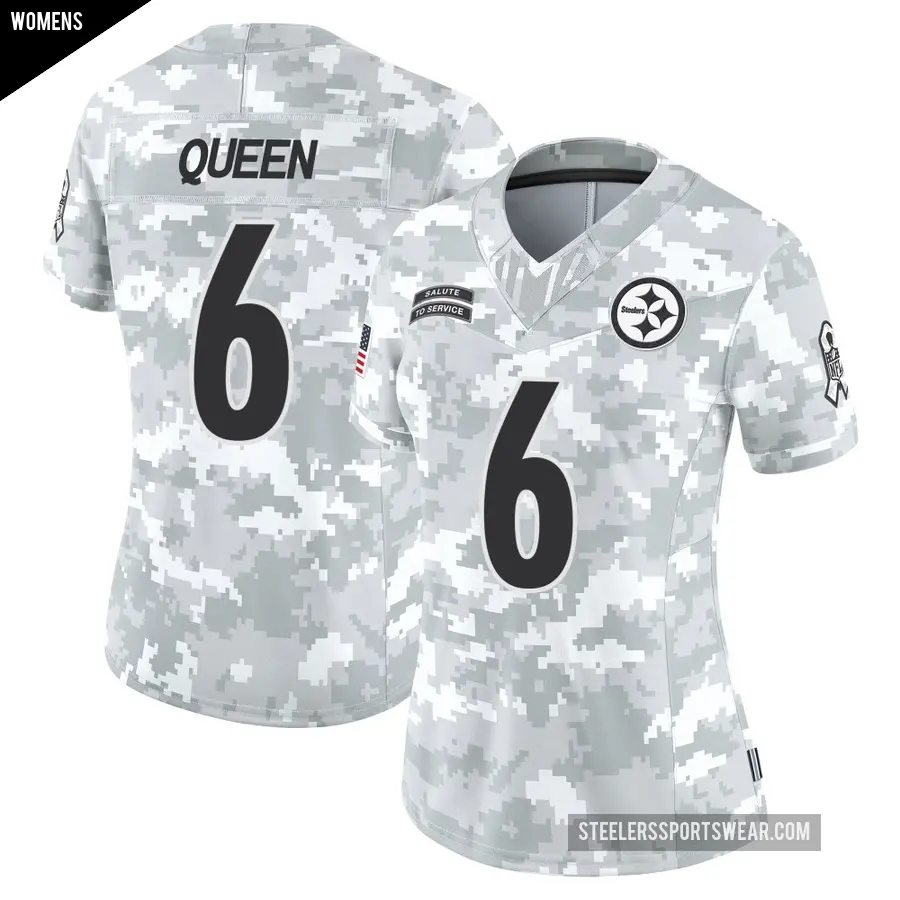 Women's Pittsburgh Steelers ＃6 Patrick Queen Arctic Camo Limited 2024 Salute to Service Jersey