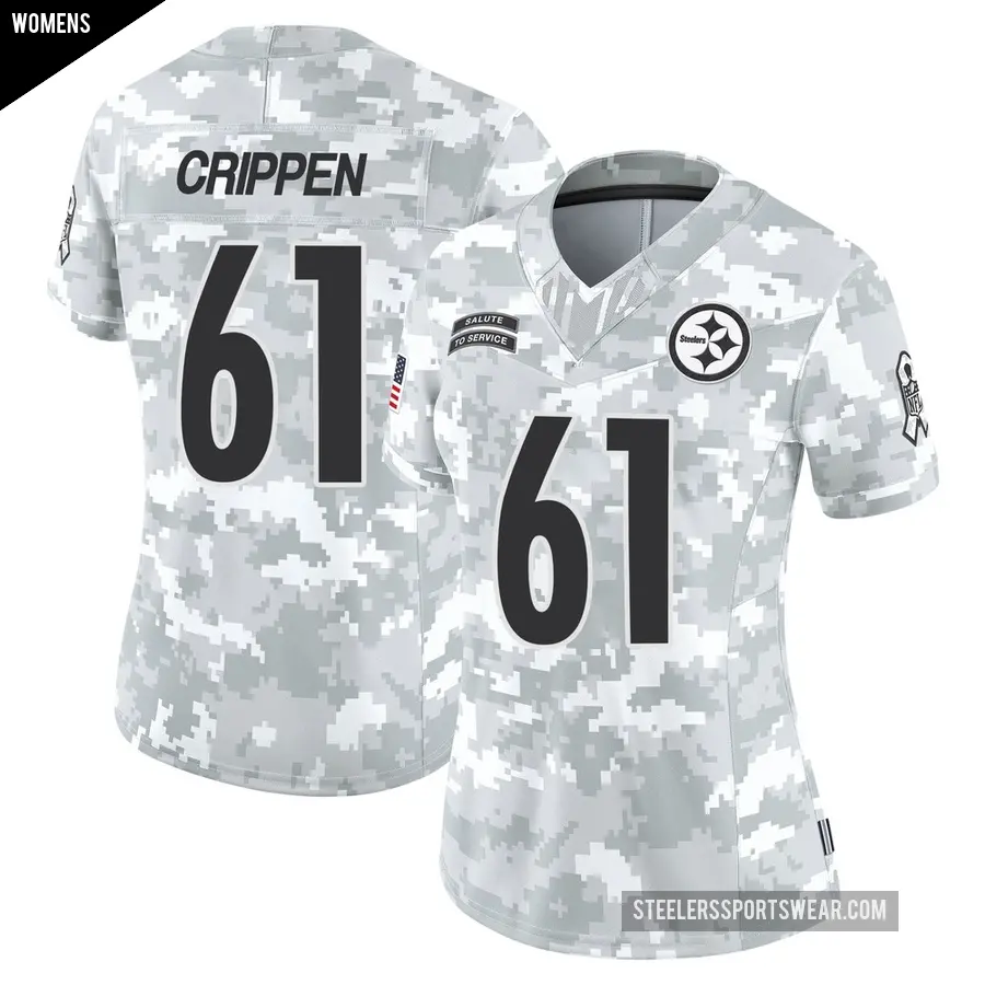 Women's Pittsburgh Steelers ＃61 Greg Crippen Arctic Camo Limited 2024 Salute to Service Jersey