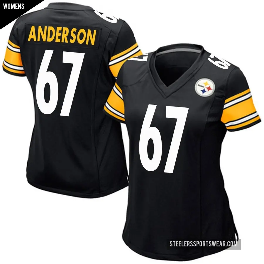 Women's Pittsburgh Steelers ＃67 Calvin Anderson Black Game Team Color Jersey