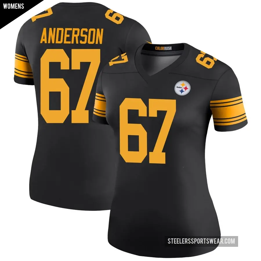 Women's Pittsburgh Steelers ＃67 Calvin Anderson Black Legend Color Rush Jersey