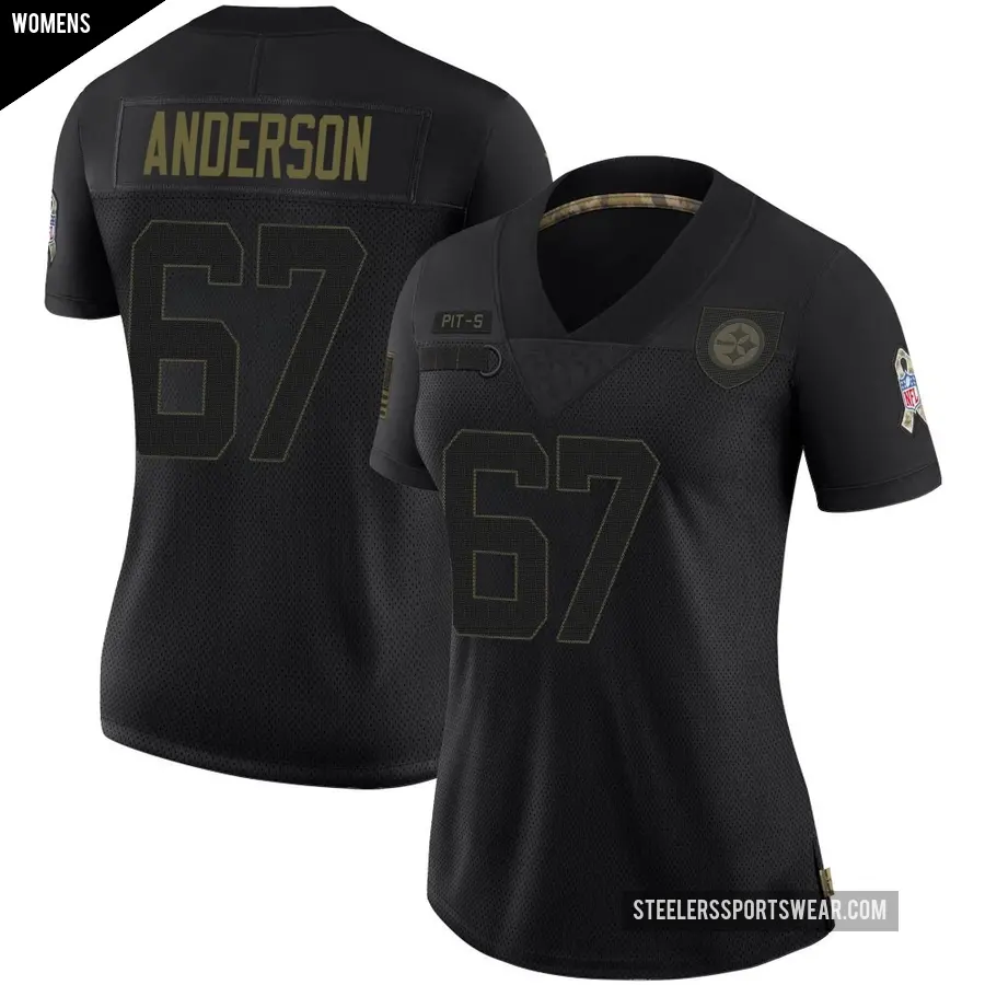 Women's Pittsburgh Steelers ＃67 Calvin Anderson Black Limited 2020 Salute To Service Jersey