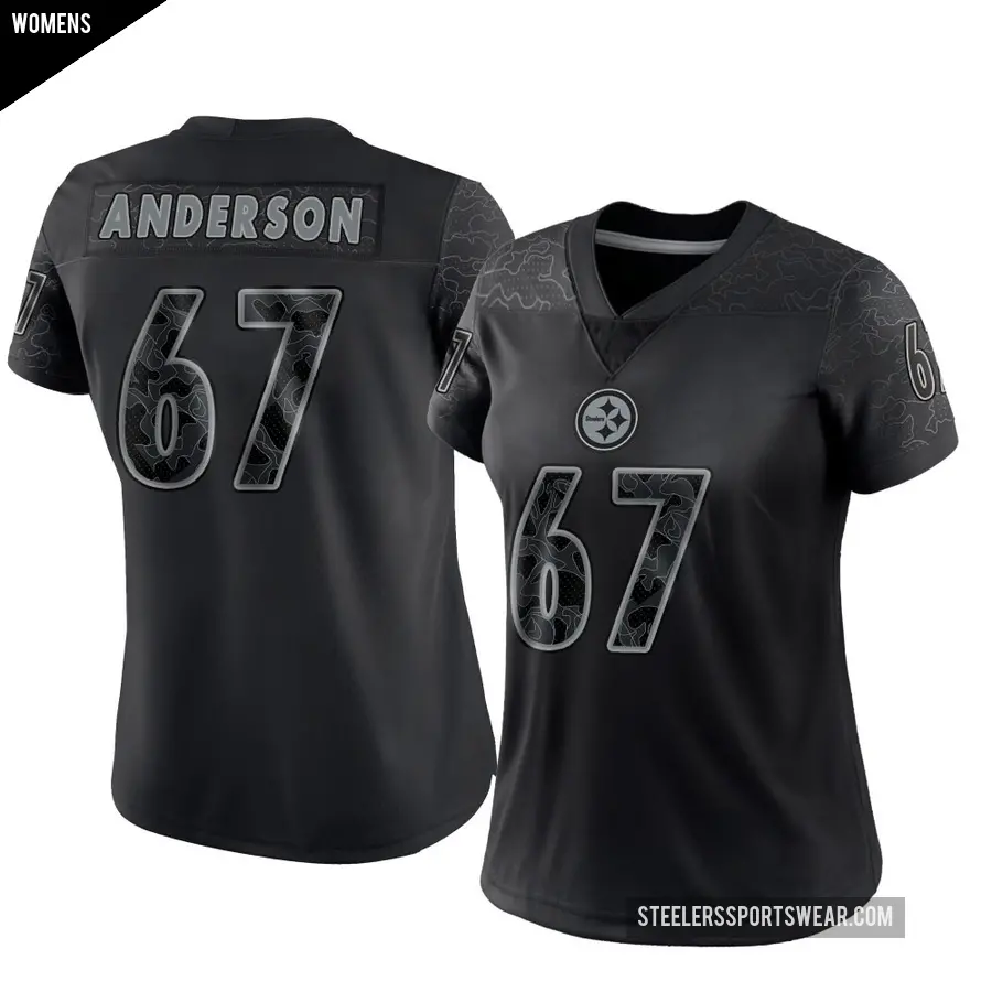 Women's Pittsburgh Steelers ＃67 Calvin Anderson Black Limited Reflective Jersey