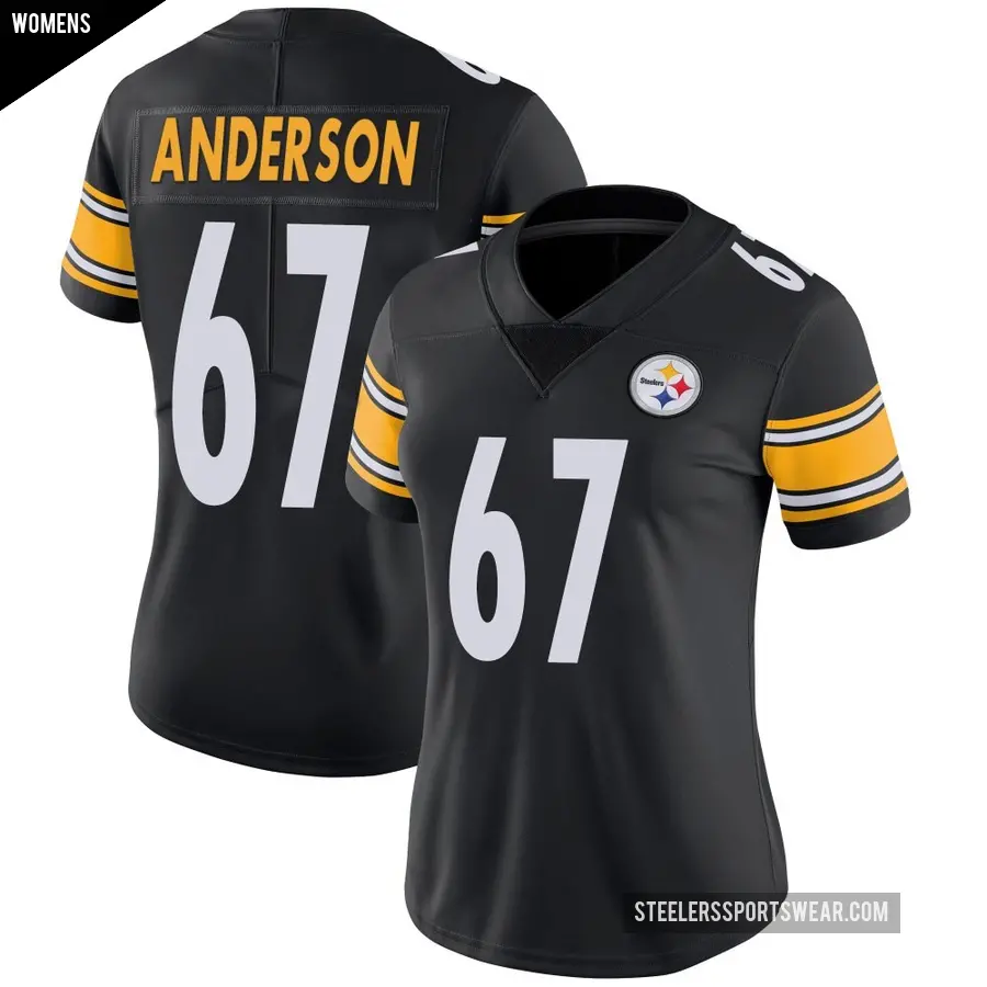 Women's Pittsburgh Steelers ＃67 Calvin Anderson Black Limited Team Color Vapor Untouchable Jersey