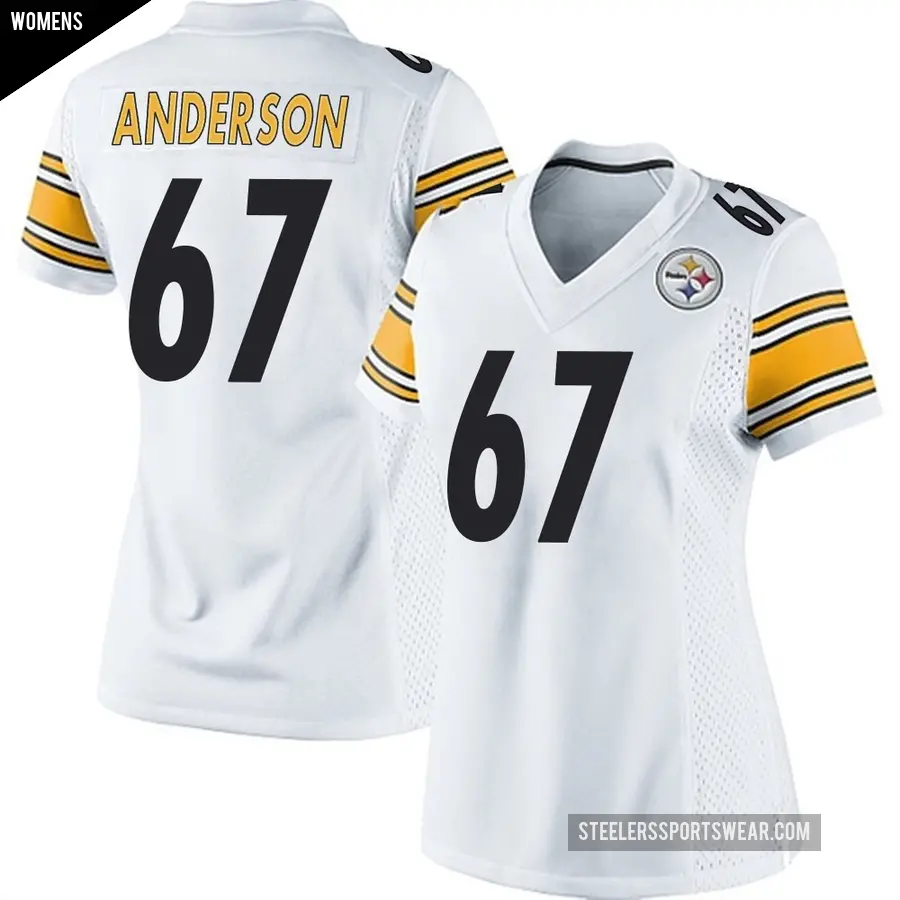 Women's Pittsburgh Steelers ＃67 Calvin Anderson White Game Jersey