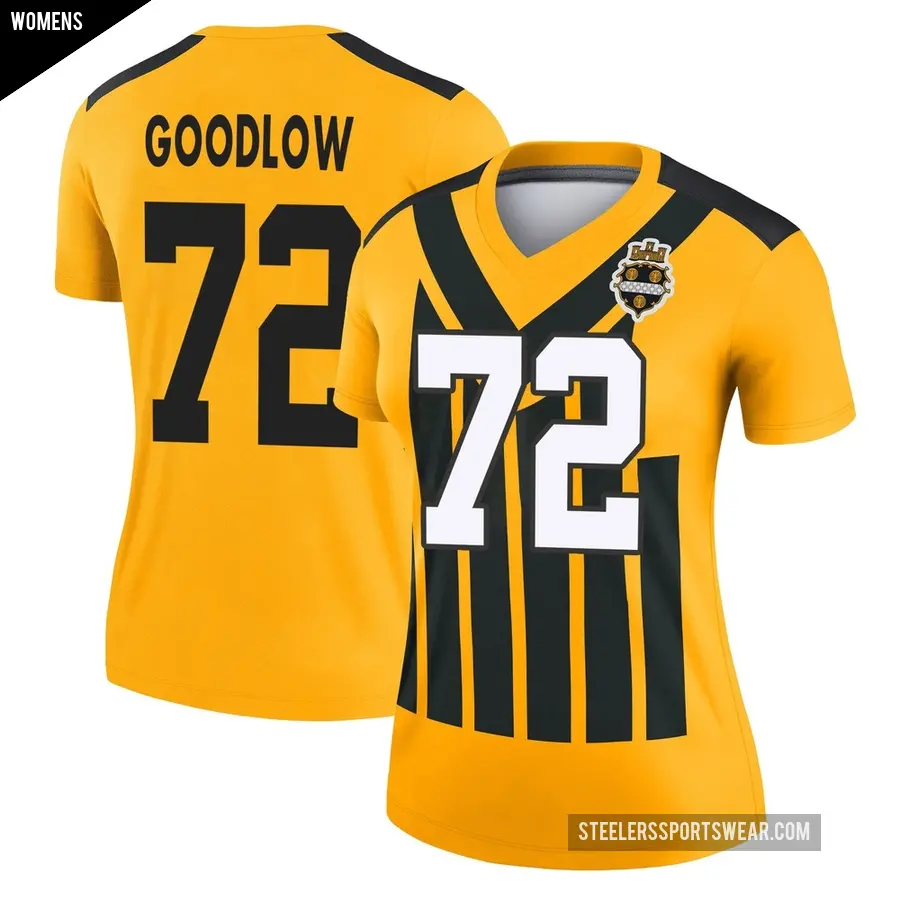 Women's Pittsburgh Steelers ＃72 Anthony Goodlow Gold Legend Alternate 1933 Throwback Performance Jersey
