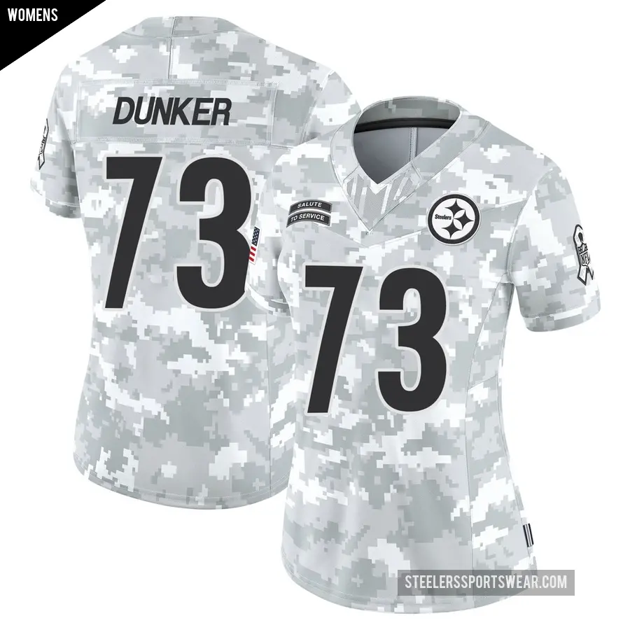 Women's Pittsburgh Steelers ＃73 Gennings Dunker Arctic Camo Limited 2024 Salute to Service Jersey