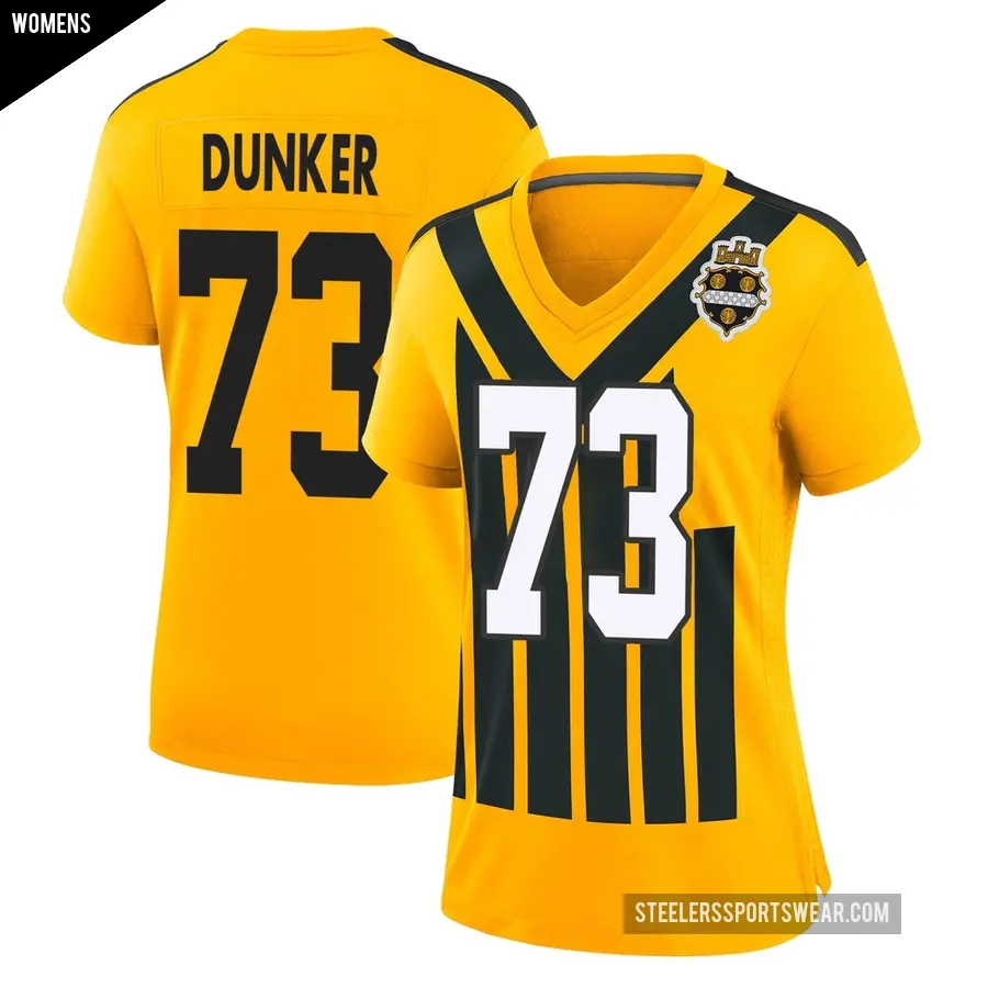 Women's Pittsburgh Steelers ＃73 Gennings Dunker Gold Game Alternate 1933 Throwback Jersey