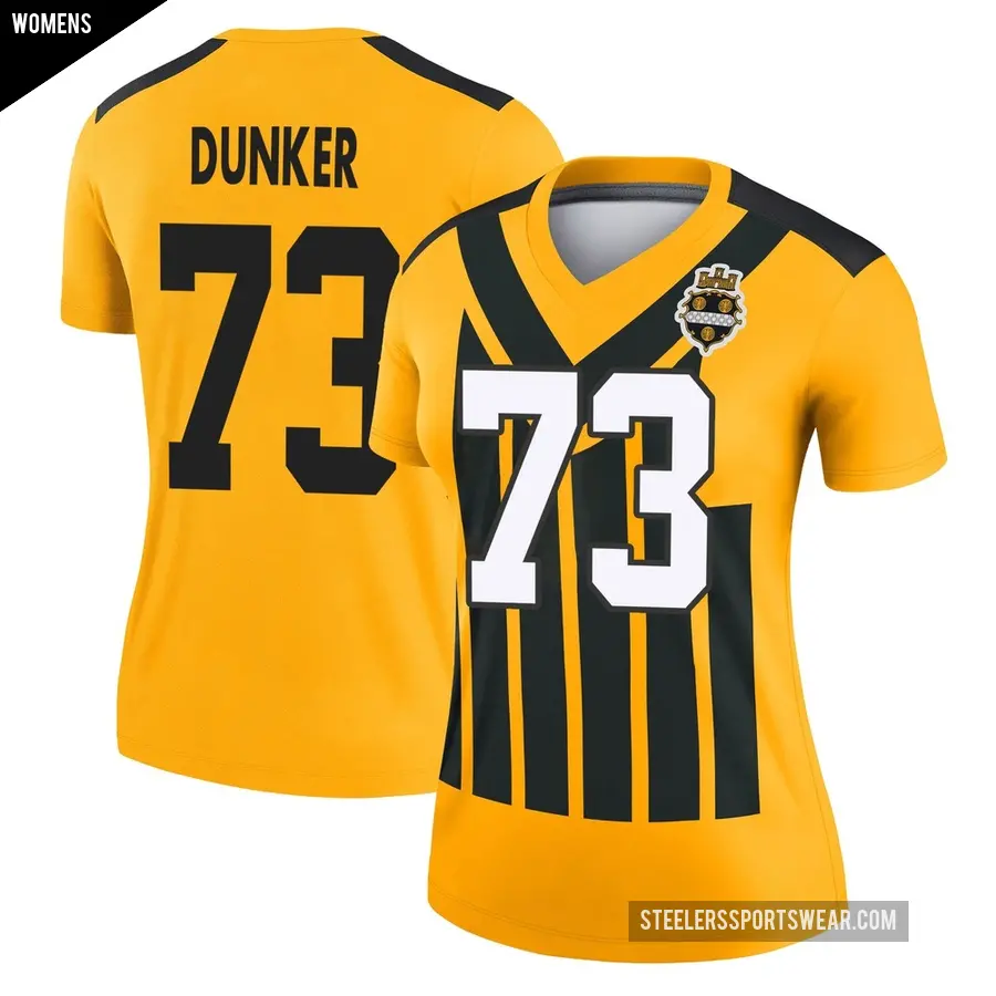 Women's Pittsburgh Steelers ＃73 Gennings Dunker Gold Legend Alternate 1933 Throwback Performance Jersey