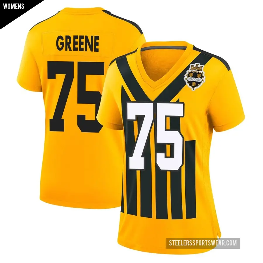 Women's Pittsburgh Steelers ＃75 Joe Greene Gold Game Alternate 1933 Throwback Jersey