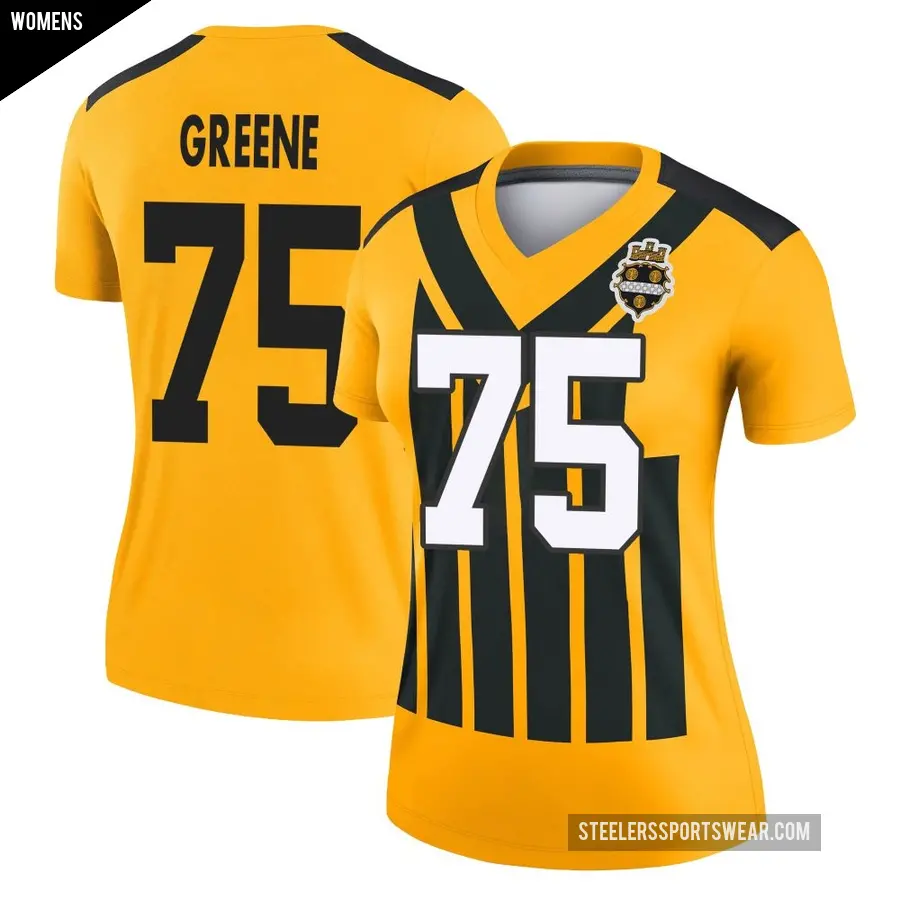 Women's Pittsburgh Steelers ＃75 Joe Greene Gold Legend Alternate 1933 Throwback Performance Jersey