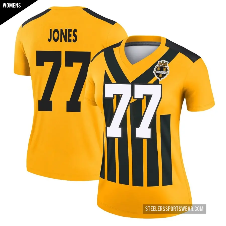 Women's Pittsburgh Steelers ＃77 Broderick Jones Gold Legend Alternate 1933 Throwback Performance Jersey